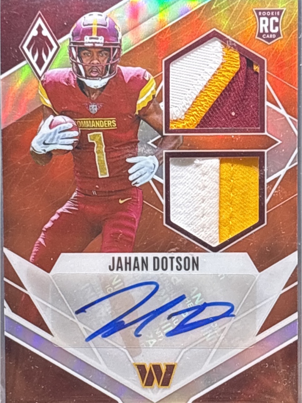 Panini Jahan Dotson Rookie Card - Auto, Memorabilia LE 19/125